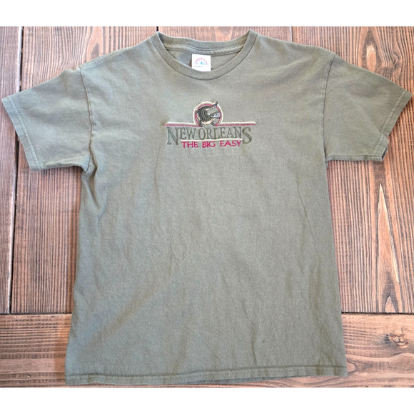 Vintage 90s New Orleans T Shirt Youth Large The Big Easy Embroidered Baby Tee - Picture 1 of 7
